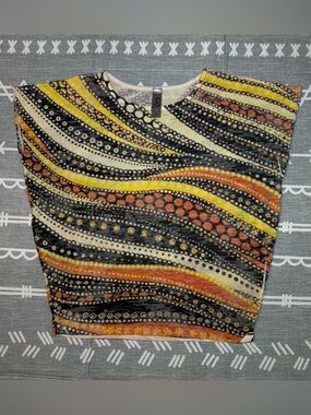 Go couture Crewneck Printed Short Sleeve Top - Yellow Multi